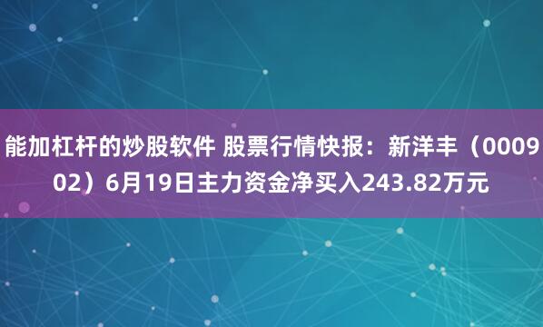 能加杠杆的炒股软件 股票行情快报：新洋丰（000902）6月19日主力资金净买入243.82万元
